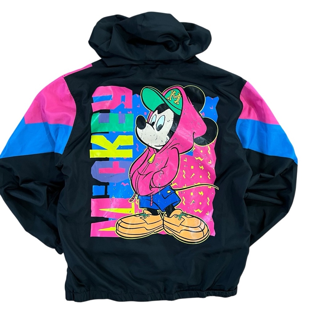 💗SOLD Vintage 90s Disney Mickey Mouse Retro Colorblock Windbreaker Jacket Medium